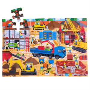 Allemaal klauw moeilijk BIGJIGS - Houten vloerpuzzel bouwplaats (48st) - Hout Sage Speelgoed,  speelgoed met een goed verhaal